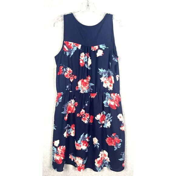 Market and Spruce Maxi Dress Womens Large Indigo Keyhole Neck Elastic Waist Boho - Picture 6 of 16